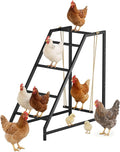 Chicken Perch Swing with Ladder for Coop, Metal Frame Chicken Roosting Bars for 8-10 Hens, Pet Swing Set for Backyard Poultry Farm Roost, Ideal for Chickens' Health and Happiness, Black