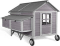 GUTINNEEN Chicken Coop with Super Large Wheels for 8-10 Chickens Mobile Duck House 68.1" L with Four Nesting Boxes, Four Perches, Easy to Move