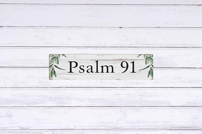 Psalm 91 Metal Sign 4x16in Scripture Plaque for Christian Home Church Wall Decor