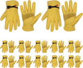HLDD HANDLANDY 2 Pairs Leather Work Gloves for Men & Women, Reinforced Durable Palm for Welding, Farm, Gardening, Driving