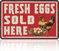 Vintage Farm Fresh Eggs Chicken Coop Metal Sign Funny Fresh Eggs Sale Here Farm Tin Poster Outdoor Farmers Market Wall Decor 12x16 Inch