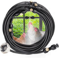 Pre-Assembled Chicken Coop Misting System for Cooling - Leak-Resistant Mist Hose Kit for Summer Poultry Heat Relief, Included 26ft Line, 3/4" Adapter, 7 Brass Nozzles, Filter Gasket Accessories