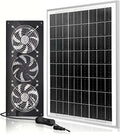 Solar Exhaust Fan,25W Solar Panel with 3PCS Ventilation Fans Kit,Solar Powered Fan for Shed,Chicken Coop,Attic & Greenhouse Intake or Exhaust Air,3500RPM, 15FT Cord,IP67 Waterproof