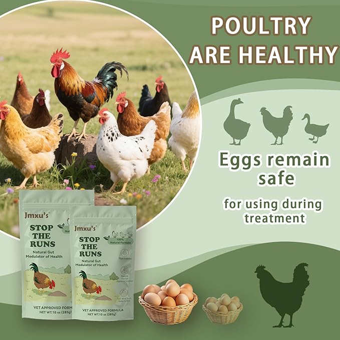 Chicken Gut Modulator of Health, Natural Formula Anti Diarrhea Modulator Powder for Chickens & Poultry, Control and Prevent Diarrhea & Enteritis Issues，Stop The Runs Supplement for Duck, Goose,10 oz