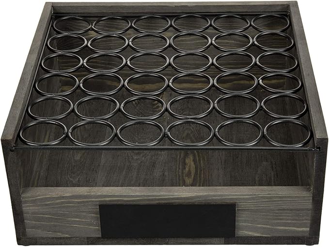MyGift Vintage Gray Wood Egg Tray Holder with Black Metal, 2 Tier Egg Storage Tray with Erasable Chalkboard Label