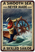 Vintage Tin Sign Metal Poster Plaque A Smooth Sea Never Made A Skilled Sailor Sailing Ship Poster Metal Sign Iron Painting Retro Wall Decor for Home Hotel Cafes Sign Gift 8x12 Inch