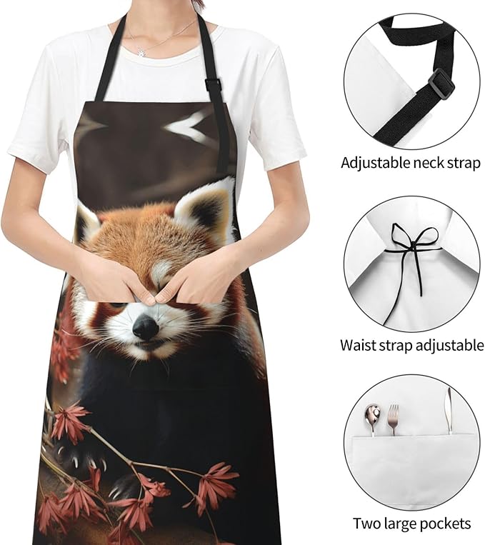 Kitchen Aprons for Men Women Waterproof Apron with 2 Pockets Skis on mountain Apron Adjustable Bib Aprons