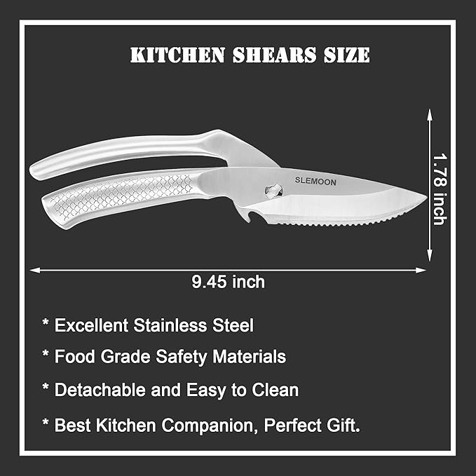 Heavy Duty Poultry Shears for Food, 3CR14 All-steel Forged Multi-function Detachable Kitchen Shears for Spatchcock Turkey,Chicken,Salad,Dishwasher Safe Anti-Slip Kitchen Gadgets