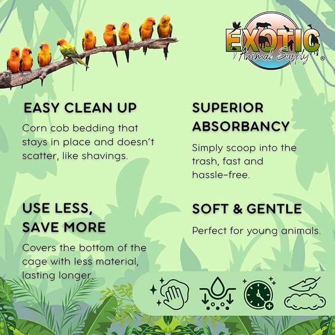 Natural Corn Cob Bedding, Corn Cob Litter, Dust-Free, Birds and Small Animals, ~10 lbs (690 CU in) (Pack of 2)