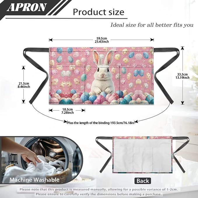 Waist Apron with 3 Pockets Waterproof 13 Inch Short Half Waist Aprons Women Men Server Aprons Waitress Waiter Apron