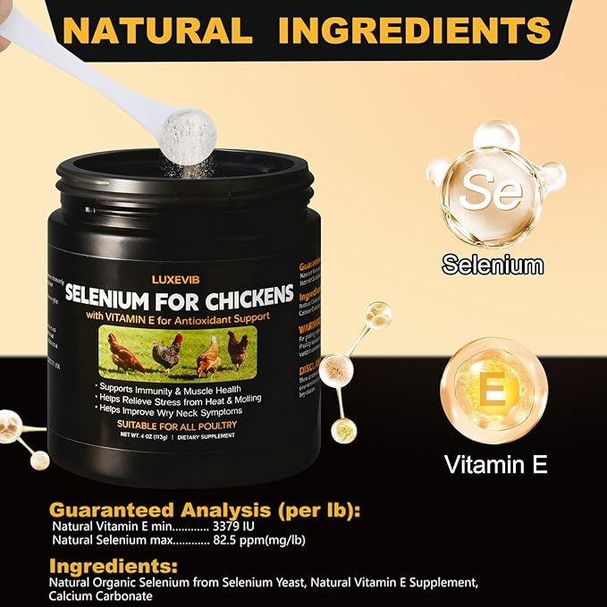 E+S Poultry Vitality Formula | Selenium for Chickens & All Poultry | Nutrient Support Powder for Energy Balance and Mobility | Feed Mix Additive for Healthy Growth