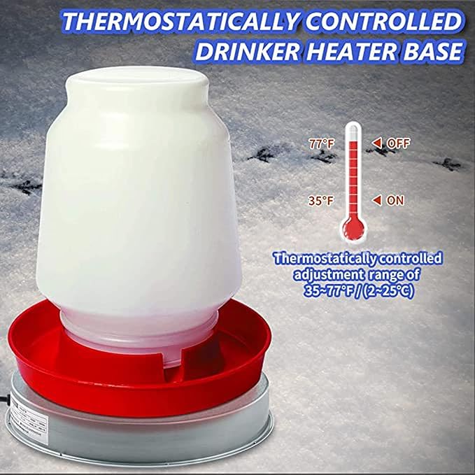 Poultry Chicken Supplies Water Heater Heating Base, Chicken Water Heating Base 30 ℃ Constant Temperature, Used in Most Poultry Fountain Water Dispenser, Chicken Coop Accessories(USA)