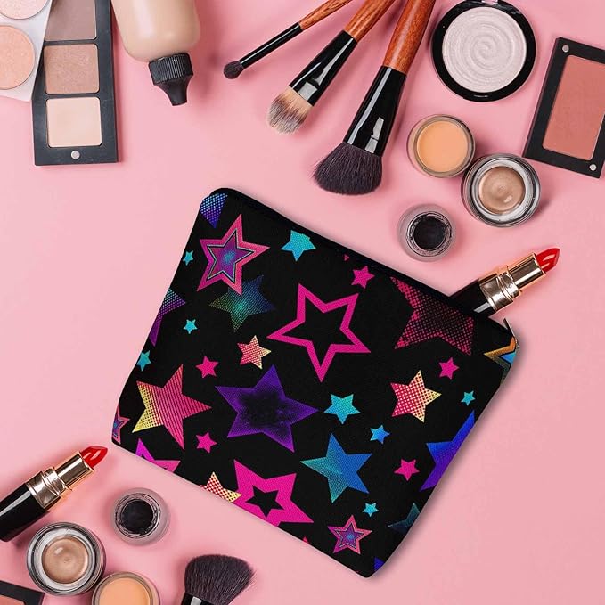 Stars Makeup Bag For Women, Adorable Cosmetic Bag Makeup Bags, Abstract Rainbow Gradient Stars Zipper Bag Travel Bags Toiletry Organizers Pouch Bags Washing Bags For Gym Bathroom