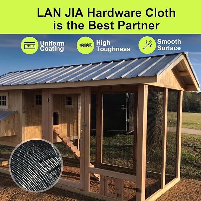 Black Hardware Cloth 1/2 in 36 x 100 ft 19 Gauge - Black Vinyl Coated Wire Mesh Roll Chicken Wire Fencing Wire Fence Rolls