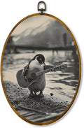 zewepri Funny Penguin Poster, Funny Music Wall Art – 8.6×11.4 Inches High-Density Canvas with Pre-Installed Hook for Easy Hanging, Ideal for Bedroom, Living Room, Study, or Gift for Art Lovers
