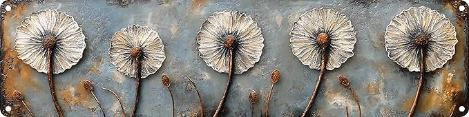 Dandelion Metal Sign 4x16in Vintage Retro Gift Plaque for Home Kitchen Bathroom Wall Bedroom Farmhouse Garden Decor