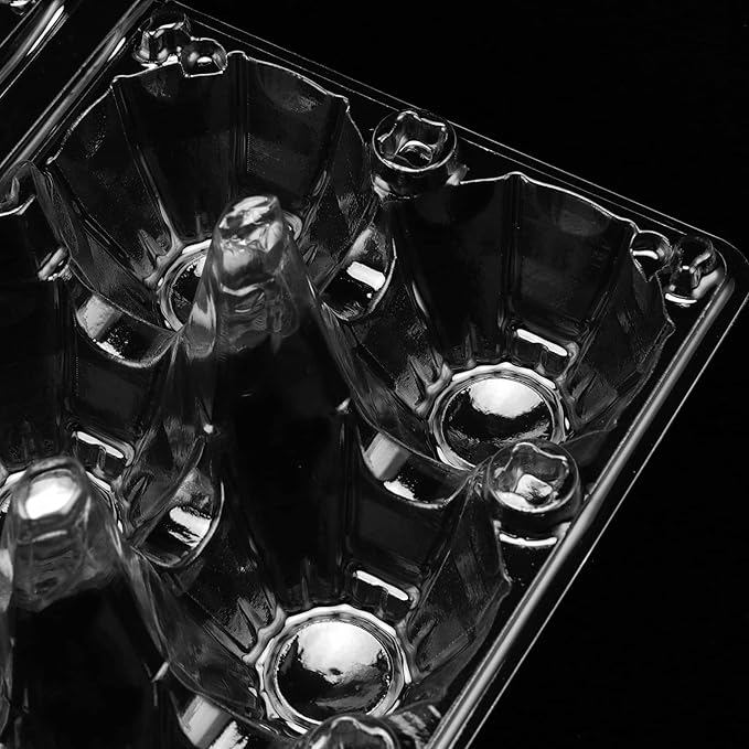 SOUJAP 100 Pack Clear Plastic Egg Cartons, 6 Cell Stackable Egg Storage Container with Lids, Egg Tray Holder Bulk for Family Pasture Farm Markets Display, Holds Up to 6 Eggs