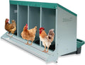 Chicken Nesting Box, 4 Holes Nesting Boxes, Heavy Duty Metal Laying Boxes, Roll Away Nesting Box Egg Collection Tray, with Roosting Pole for Chicken Coop(Green)