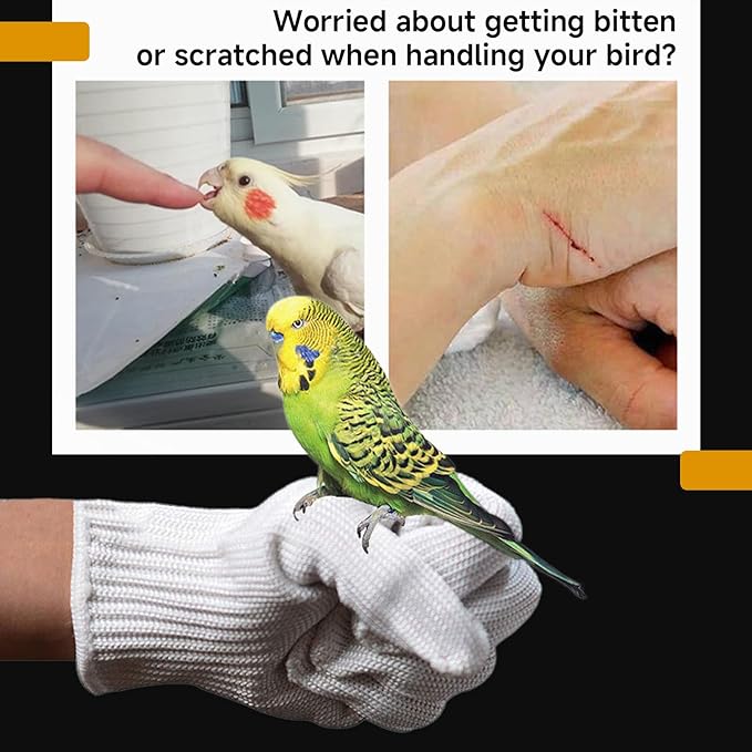 QBLEEV 1 Pair Bird Handling Anti-Bite Gloves, Small Animal Bite Proof Gloves for Training