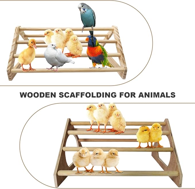 Chicken Perch with 7 Bars Wooden 14.6x10.8x7.8in Chicken Roosting Bars with Side Holes Freestanding Roost Coop Accessories Roosting for Chickens in Coop Roost