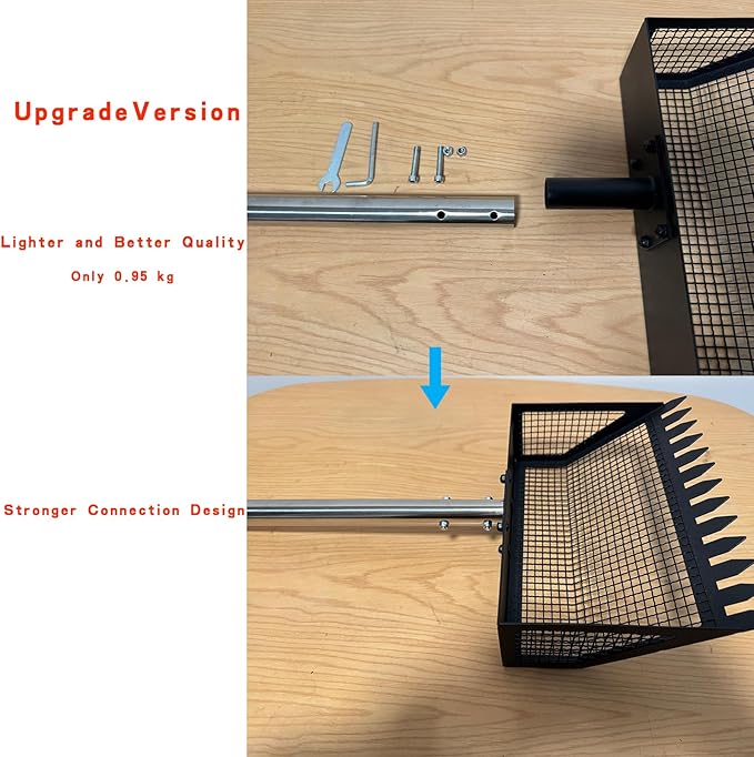 2 in 1 Chicken Poop Scooper & Rake, Chicken coop Scoop for Poop Sand with 22'' to 62" Adjustable Long Handle, Stainless Steel Sifting Shovel for Chicken Coops & Animals House