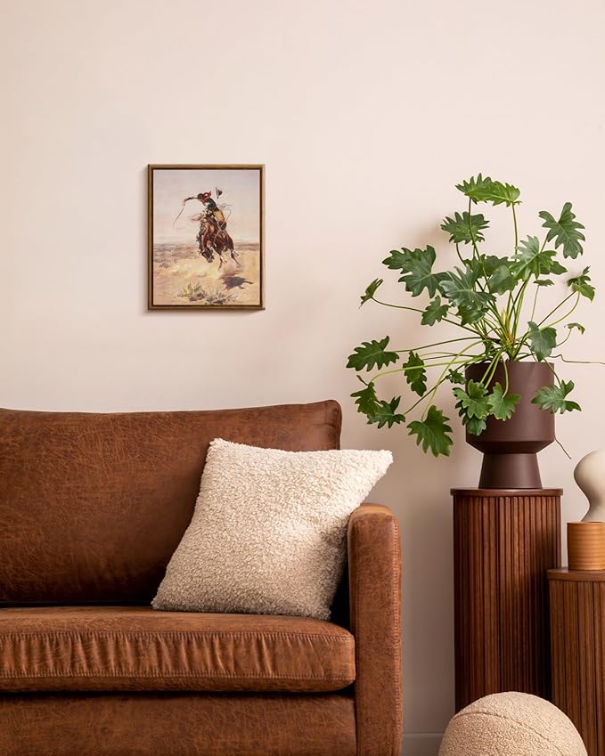 InSimSea Framed Canvas Wall Art Western Cowboy Decor Rustic Vintage Cowboy Oil Paintings Horse Riders of Mid-Century Art Prints Ranch Lunar Landscape Wall Pictures Antique Wall Decor Aesthetic Posters