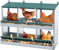 Nesting Box for Chickens Laying Eggs,Roll Away Chicken Nesting Boxes with 6 Compartment,Wall Mountable Metal Chicken Nesting Box,Roll Out Nesting Boxes for Hens,Green