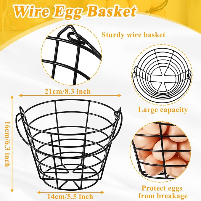 Zubebe 2 Pcs Egg Basket Storage, Spiral Fresh Egg Collecting Holder Countertop Metal Wire Rack Functional Dispenser for Kitchen Display(14.6'', Storage Basket Style)