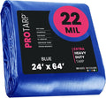 PROTARP Extreme Heavy Duty 22 Mil Tarp Cover, Waterproof, UV Resistant, Rip and Tear Proof, Poly Tarpaulin with Reinforced Edges for Roof, Camping, Patio, Pool, Boat. (Blue 24′ X 64′)