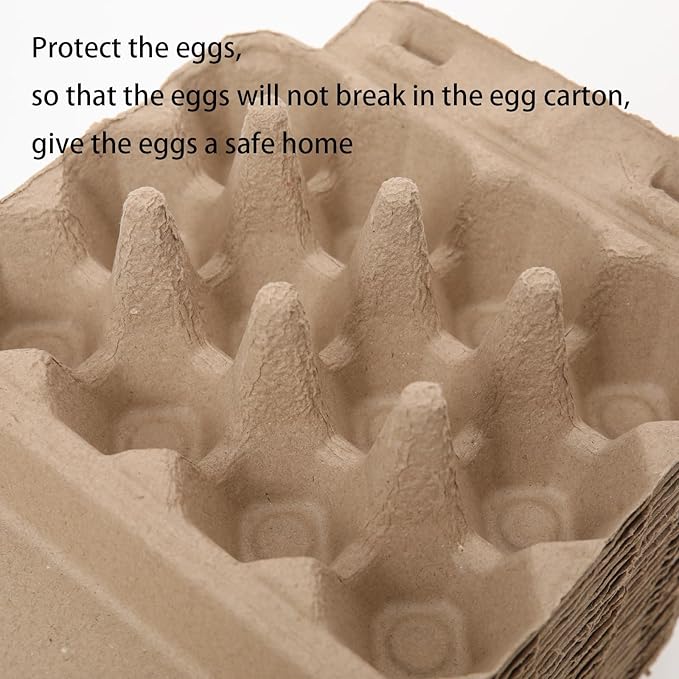 Egg Cartons Cheap Bulk, 3x4 Style Egg Storage Containers Holder, Sturdy Natural Pulp Material Perfect for Storing Extra Eggs (15 Pack)