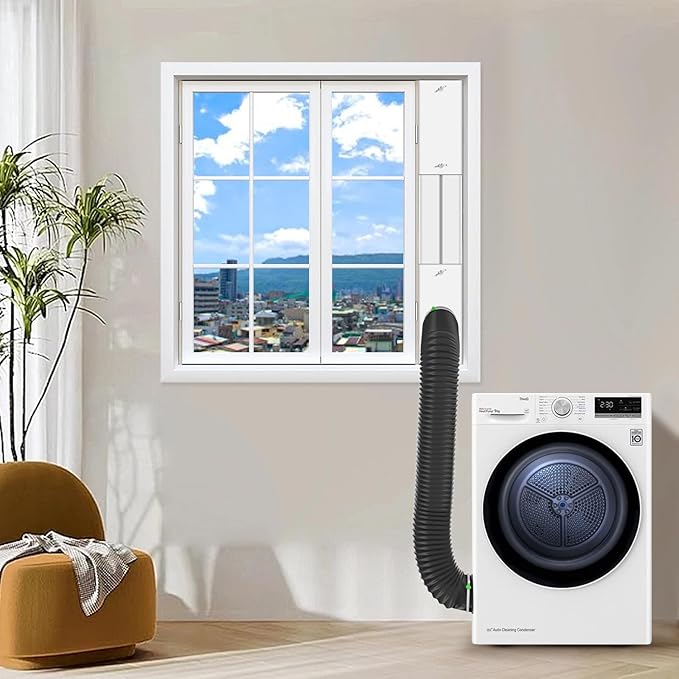 Phopich Dryer Vent Window Kit, 4 inch Adjustable Window Vent Kit with 6.6 Feet Aluminum Foil Hose for Exhaust Ventilation(Adjustable Up to 47 inches)