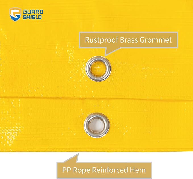 GUARD SHIELD Yellow Tarp 10x12 Feet Tarps High Visibility Outdoor Poly Cover Lightweight 6mil