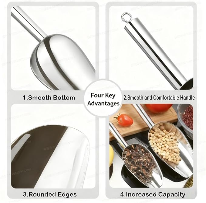 Small Metal Ice Scoop for Freezer - Stainless Steel Ice Scoop for Ice Machine,Small Ice Scooper for Ice Bucket,8 Oz Ice Cube Scoops for Freezer Bin,Heavy Duty,Dishwasher Safe