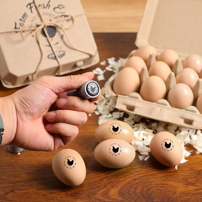 24 Pack Half Dozen Easter Egg Cartons Bulk 6 Count Empty Eggs Cartons Natural Paper Pulp Eggs Carton with Chicken Egg Stamper and Ropes for Kitchen Farm Market, Sturdy Reusable