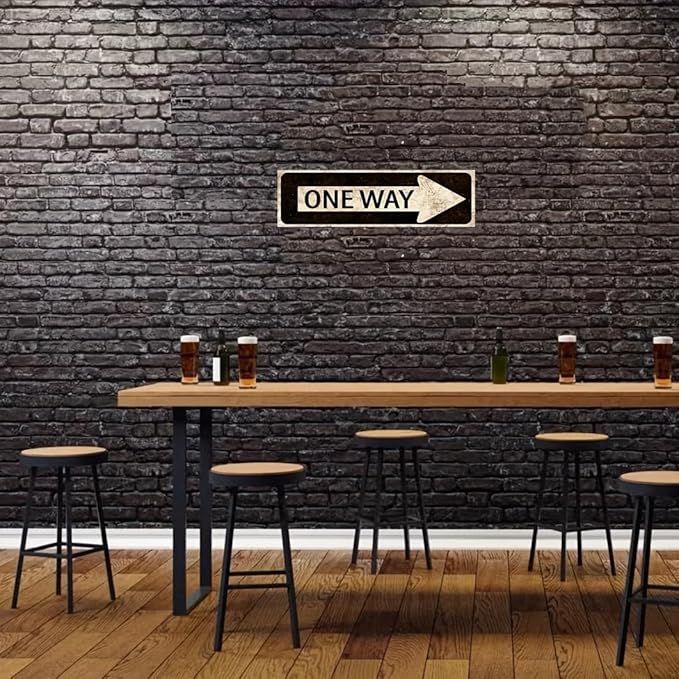 Vintage One Way Metal Tin Sign - 4"x16"- Water and Dust-Proof Wall Art for Home, Restaurant, Bar, Cafe, and Garage Decor"