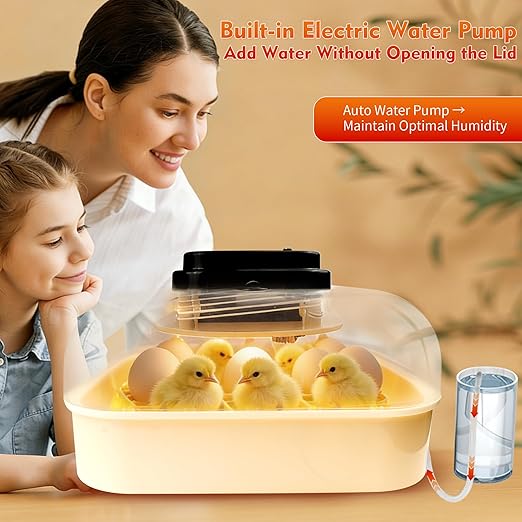 Incubators for Hatching Egg 30 Eggs Automatic Egg Turning & Humidity Control Egg Candler, Digital Temperature Display, Humidity Control&Alarm, Auto Water Chicken Quail Hatcher 110V/12V Dual Power