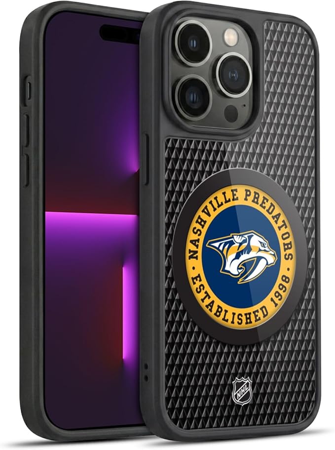 Head Case Designs Officially Licensed NHL Puck Texture Nashville Predators Gel Armor Case [Military Grade Drop Protection] Compatible with Apple iPhone 14 Pro
