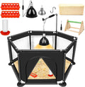 Chicks Brooder Box for Chicken Starter Kit- Includes Timing Heat Lamp Set, Detachable Chicken Brooder, Up to 15 Chicks, Sawdust, Chick Feeder and Waterer Set, Chick Perch 6-in-1 Chicken Coop Set