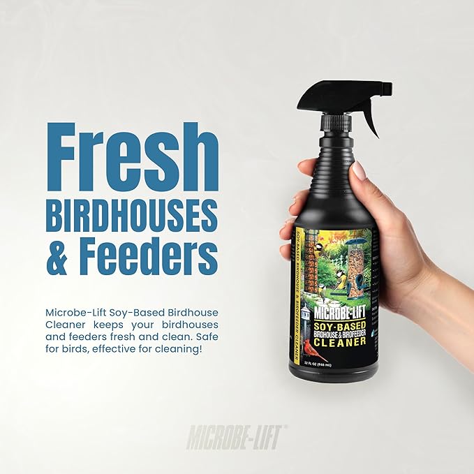 Microbe-Lift Soy-Based Bird Feeder & Bird Bath Cleaner Spray – 32 Oz – Safe Cleaning Solution for Birdhouses, Feeders, & Baths – Deodorizer & Non-Toxic Spray for Birds