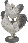 Deco 79 Polystone Rooster Decorative Sculpture Home Decor Statue, Accent Figurine 8" x 5" x 12", White
