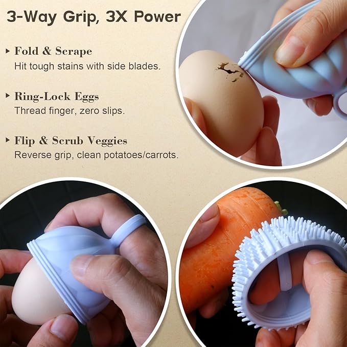 Egg Washer for Fresh Eggs - Upgraded 2.0 Silicone Egg Scrubber | Farm Fresh Egg & Vegetable Scrubber | Dishwasher Safe, Gentle on Shells (Blue 1 Pcs)