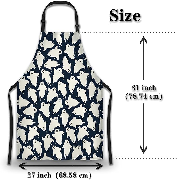 Cooking Apron for Men Ghost Dancing Night Halloween Cute Aprons for Women for Kitchen Restaurant BBQ Painting Crafting Gardening 27” (W) x 31” (H), Waterproof Aprons