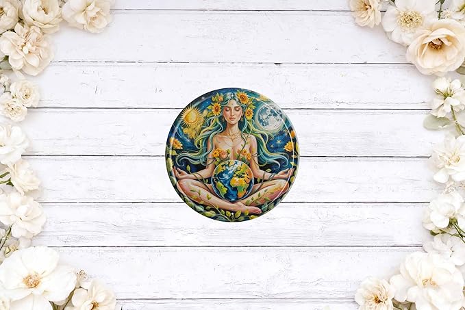Garden Girl Metal Sign 8x8in Round Botanical Plaque for Shed Wall Decor Gardening Gift