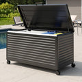 MIRADOR 175 Gallon Outdoor Storage Box Waterproof, Metal Deck Box with wheels for Patio Furniture, Garden Tools, Outdoor Cushion, Charcoal