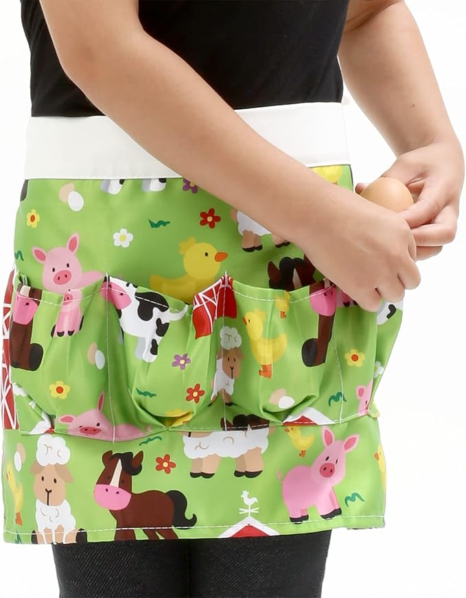 Plum Hill Chicken Egg Collecting Apron - Egg Gathering Aprons for Toddlers and Little Kids - Child Egg Apron for Fresh Eggs