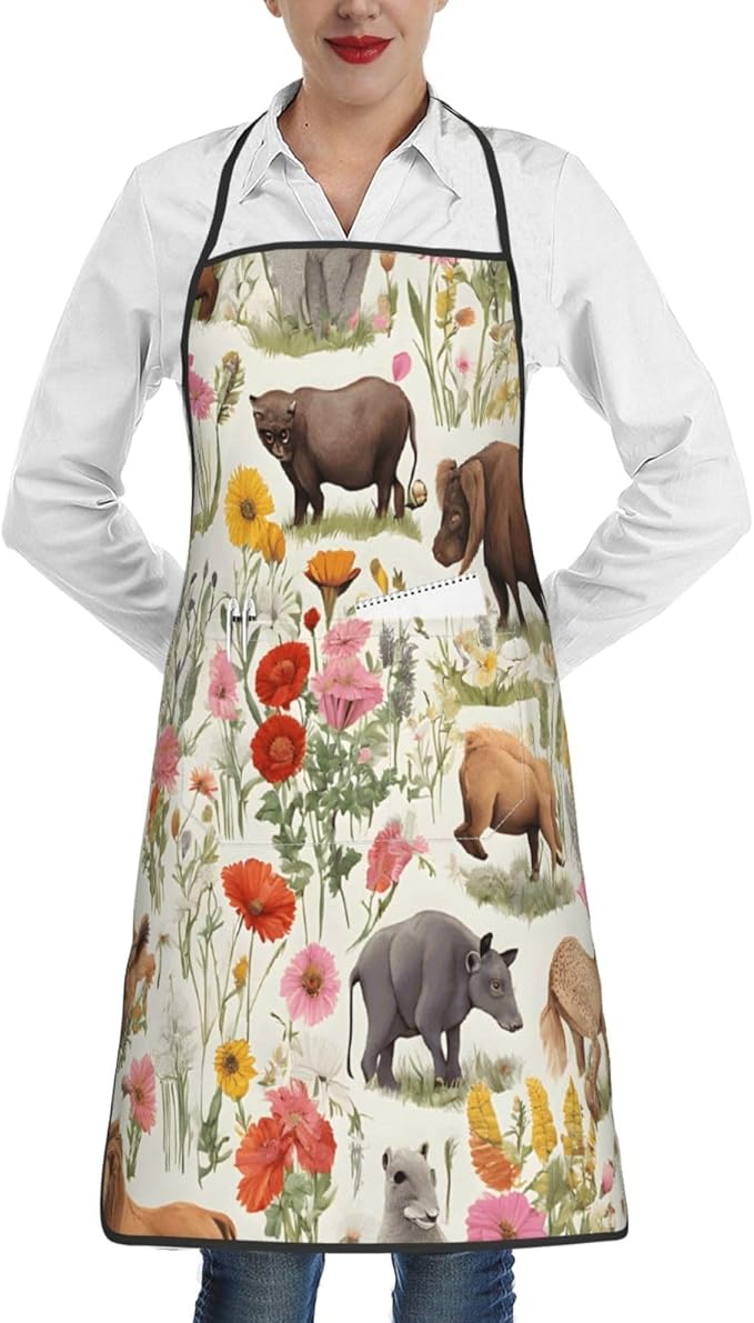 Premium Soft Water-Resistant Apron For Cooking, Gardening, Bbq, Farm Animal Aprons For Men Women, Unisex Adjustable Waist Work Bib Chef Apron For Kitchen, Cafe, With Pocket