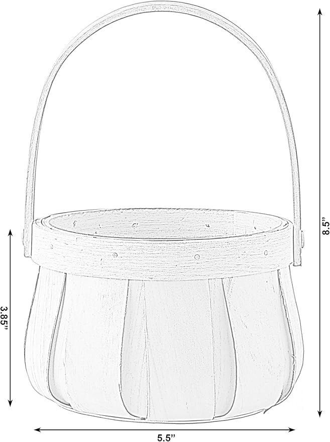 Vintiquewise Small Round Natural Woodchip Wooden Decorative Storage Basket with Handle