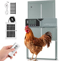 Large Automatic Chicken Coop Door, Solar Powered with Upgraded 4000mAh Battery, Light Sensor, Timer, Remote & Manual Control, Anti-Pinch Safety Auto Door for Chickens, Ducks & Geese, Grey