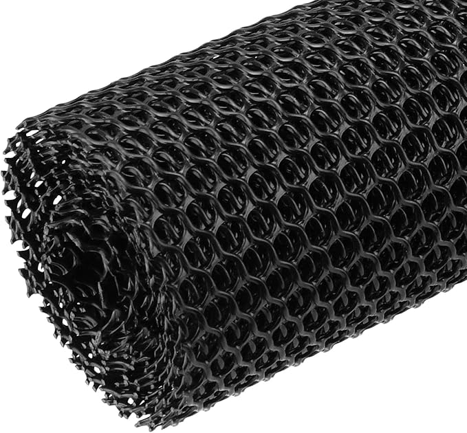 15.7 Inch x 49 Ft Black Plastic Chicken Wire Fence, Decorative Chicken Mesh Fence with Tie Plastic Poultry Netting for Garden Decorative, Farm, Poultry Protection and DIY Crafts