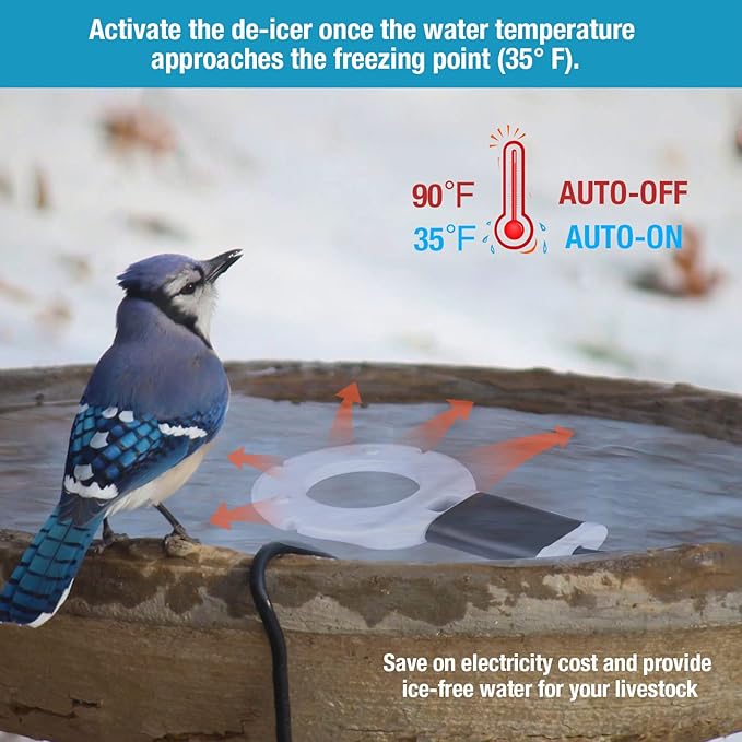250W Chicken Waterer Heater, Aluminum Utility De-Icer for Farm & Livestock, Non-Conductive and Anti-Rust Heated Chicken Waterer, Bird Bath Heater Livestock Water Heater for Multiple Using